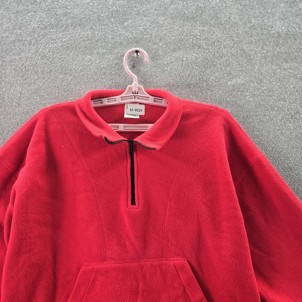 PINK Victoria's Secret Women Sweatshirt L Red Fleece Activewear Zipper‎ Long